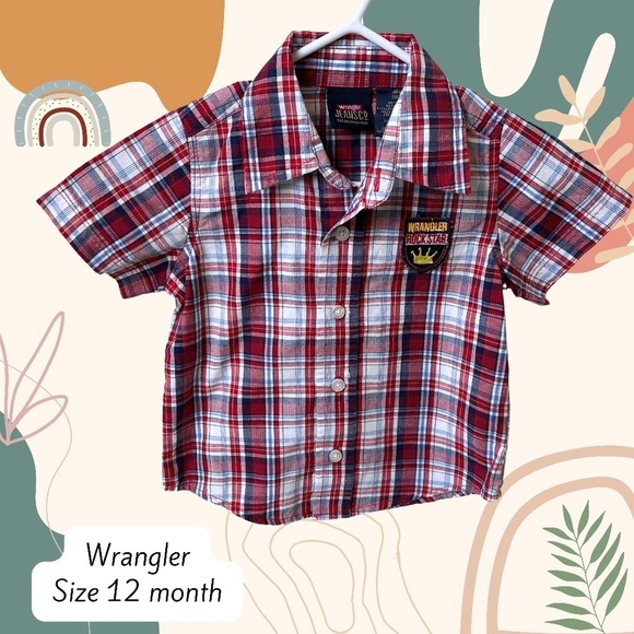 3/$15 Wrangler 12 month button up short sleeve shirt - Picture 1 of 5